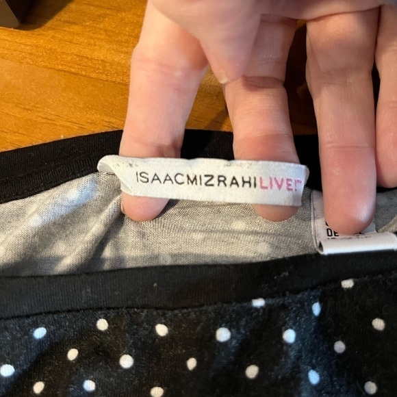 ISAAC Mizrahi polka dot Live Puff Sleeve Elbow Sleeve Black & White Top XS - Picture 5 of 9